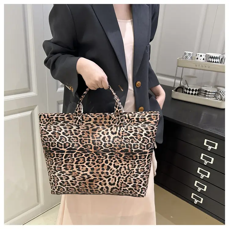 European American Leopard Print Large Tote Bag Women — feature 9