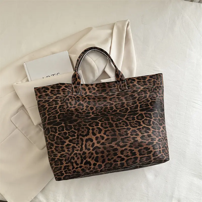 European American Leopard Print Large Tote Bag Women - Image 2