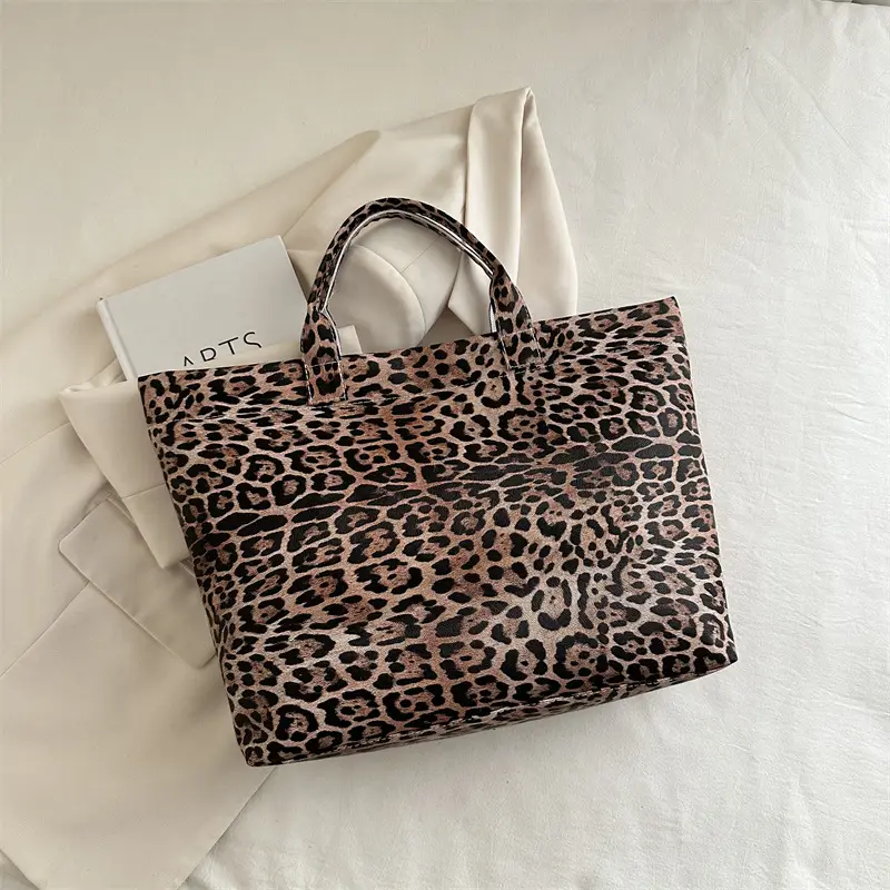European American Leopard Print Large Tote Bag Women - Image 3