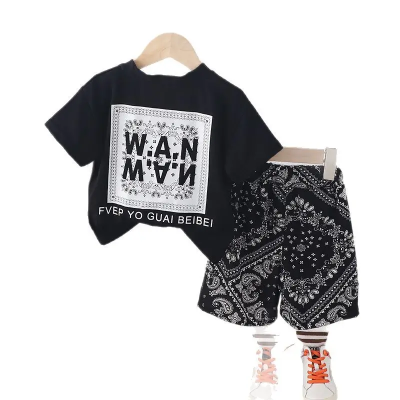 Boys Summer T-Shirt Shorts Set White Black New Baby Letter 1-5Y - Image 7