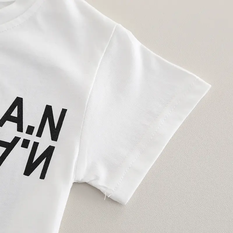 Boys Summer T-Shirt Shorts Set White Black New Baby Letter 1-5Y — feature 6