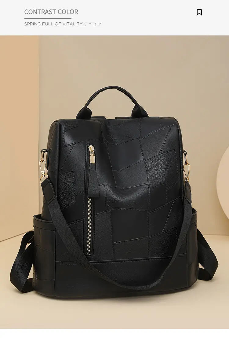 2025 Women's Black Quilted Shoulder Backpack — feature 16