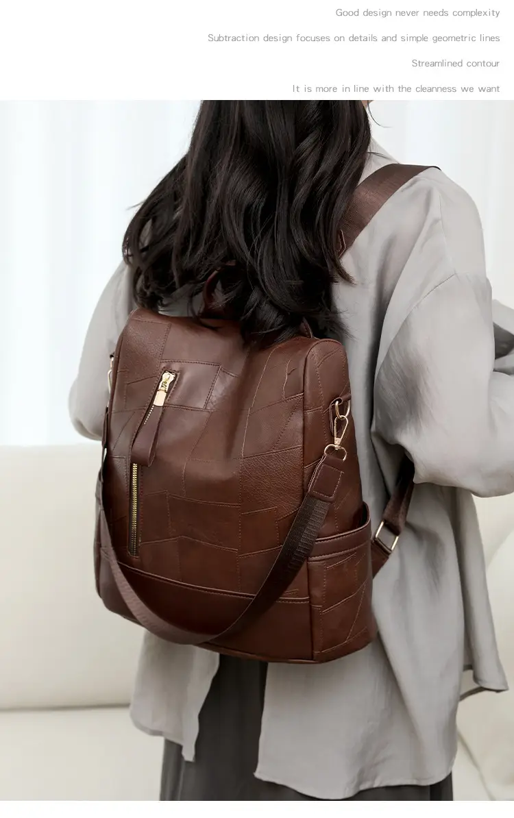 2025 Women's Black Quilted Shoulder Backpack — feature 21