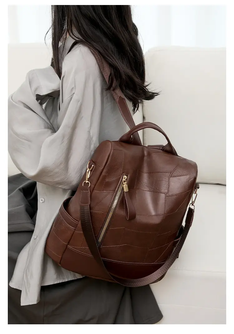 2025 Women's Black Quilted Shoulder Backpack — feature 22