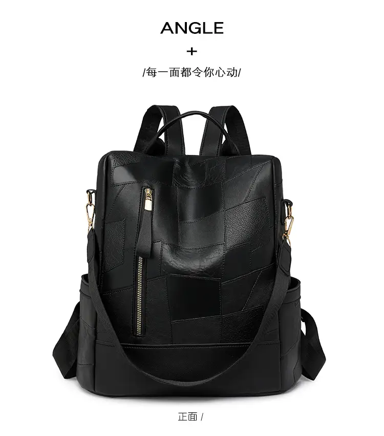 2025 Women's Black Quilted Shoulder Backpack — feature 27