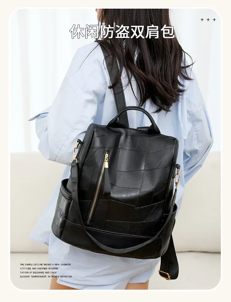 2025 Women's Black Quilted Shoulder Backpack — feature 4