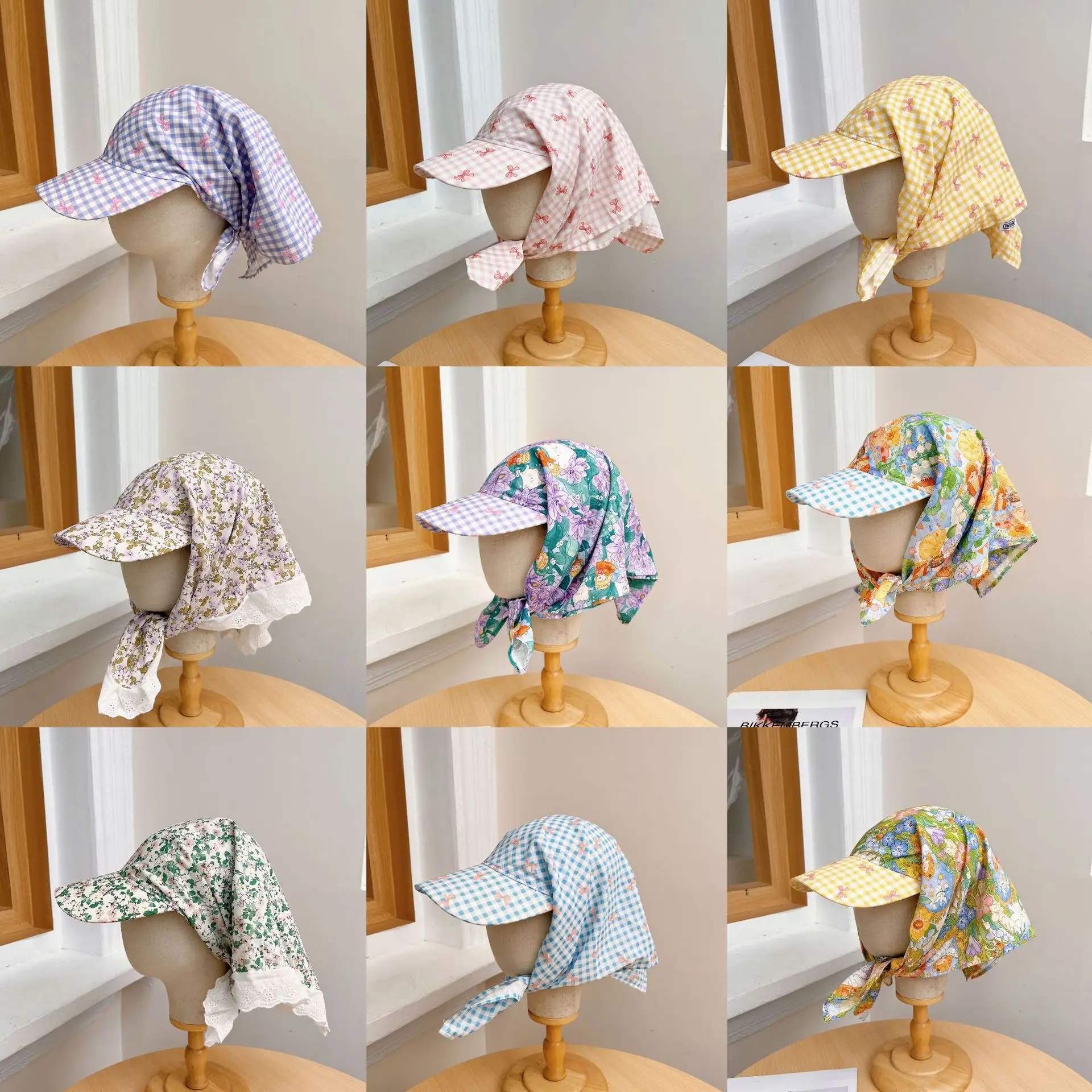 Japanese-style Korean-style Fashion All-match Plaid Fresh Tapes Cap Women's Summer Sunscreen and Sunshade All-match Photograph Cap - Image 35