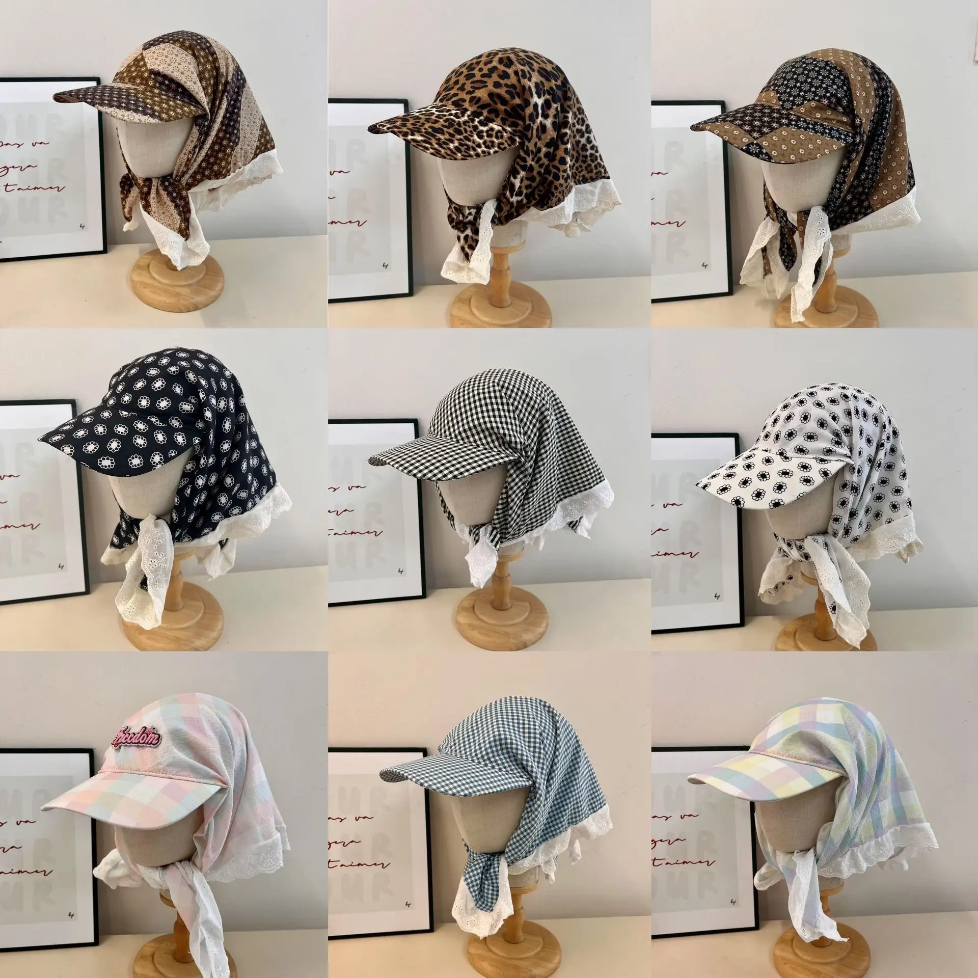 Japanese-style Korean-style Fashion All-match Plaid Fresh Tapes Cap Women's Summer Sunscreen and Sunshade All-match Photograph Cap - Image 36