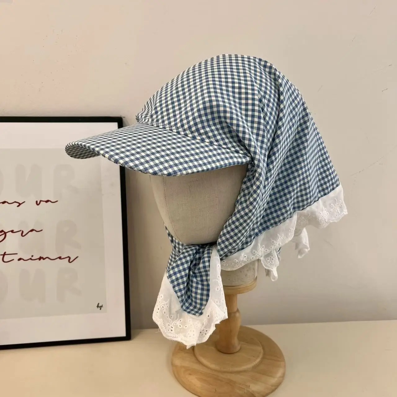 Japanese-style Korean-style Fashion All-match Plaid Fresh Tapes Cap Women's Summer Sunscreen and Sunshade All-match Photograph Cap - Image 13