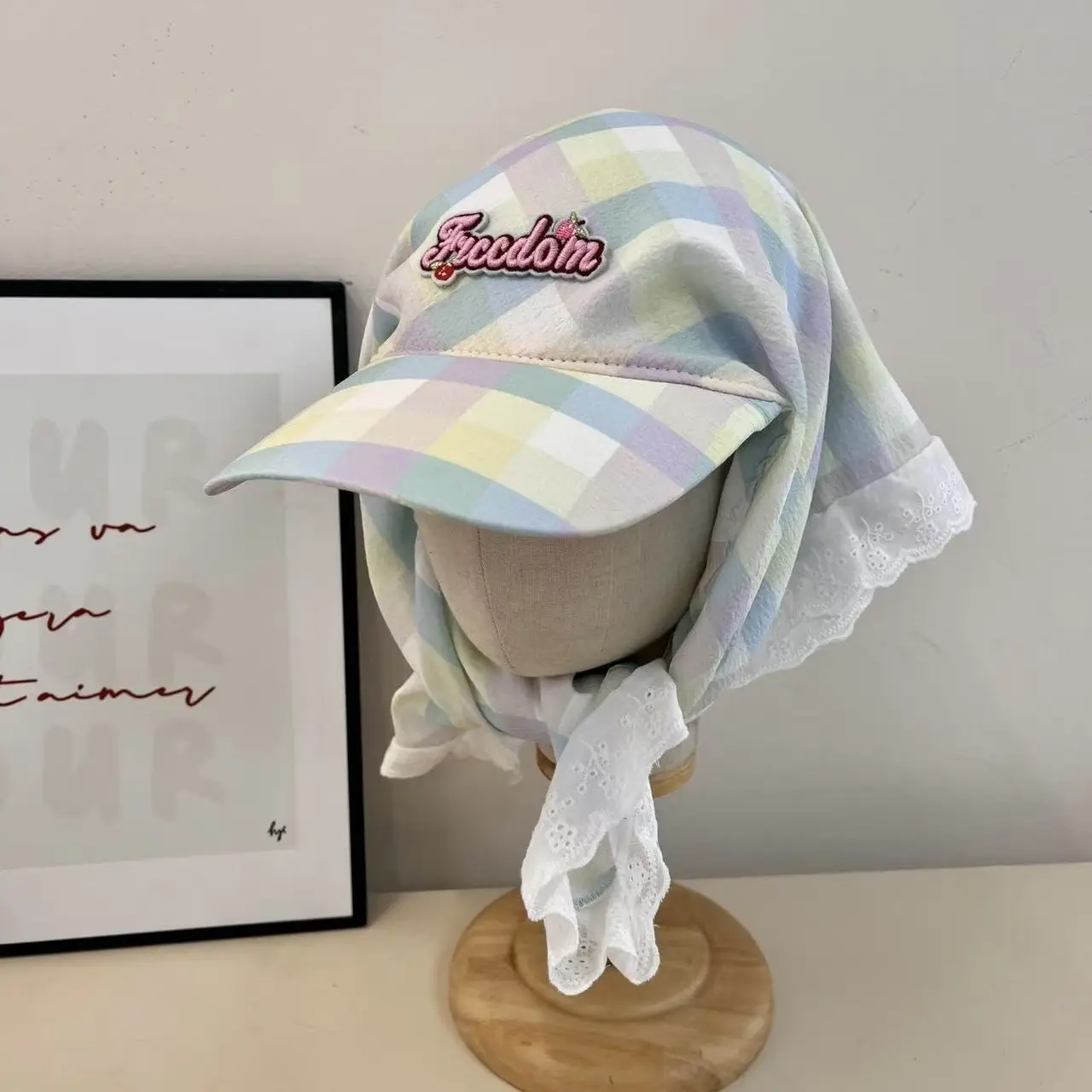 Japanese-style Korean-style Fashion All-match Plaid Fresh Tapes Cap Women's Summer Sunscreen and Sunshade All-match Photograph Cap - Image 16