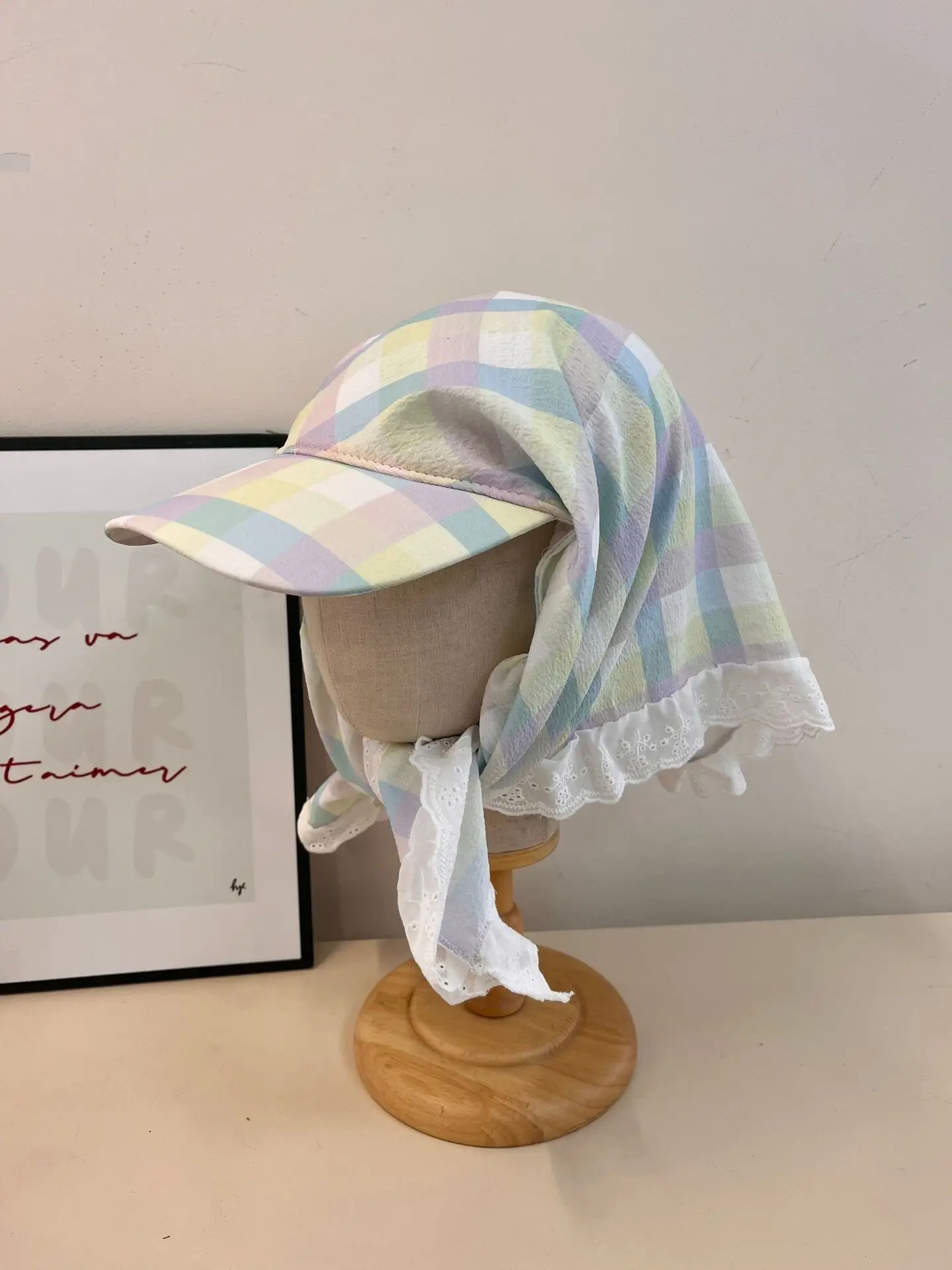 Japanese-style Korean-style Fashion All-match Plaid Fresh Tapes Cap Women's Summer Sunscreen and Sunshade All-match Photograph Cap - Image 18