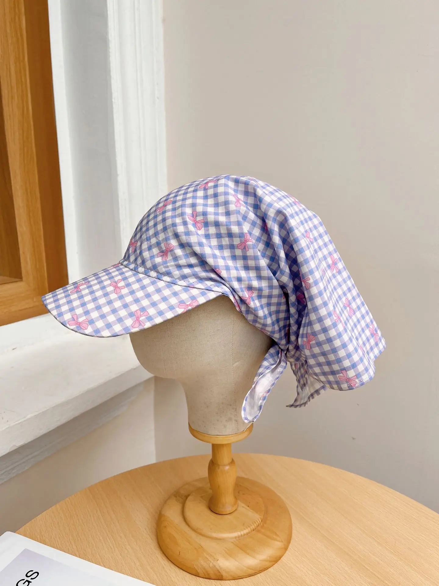 Japanese-style Korean-style Fashion All-match Plaid Fresh Tapes Cap Women's Summer Sunscreen and Sunshade All-match Photograph Cap - Image 19