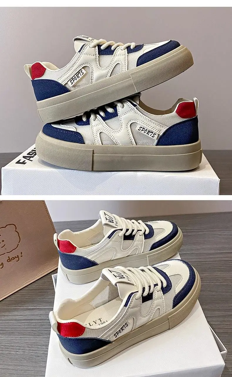 Women's 2025 Mesh Breathable Casual Sneakers White Blue — feature 13