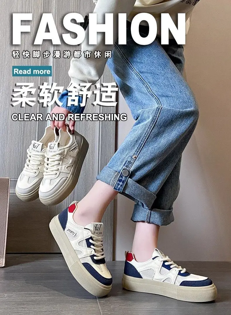 Women's 2025 Mesh Breathable Casual Sneakers White Blue — feature 4