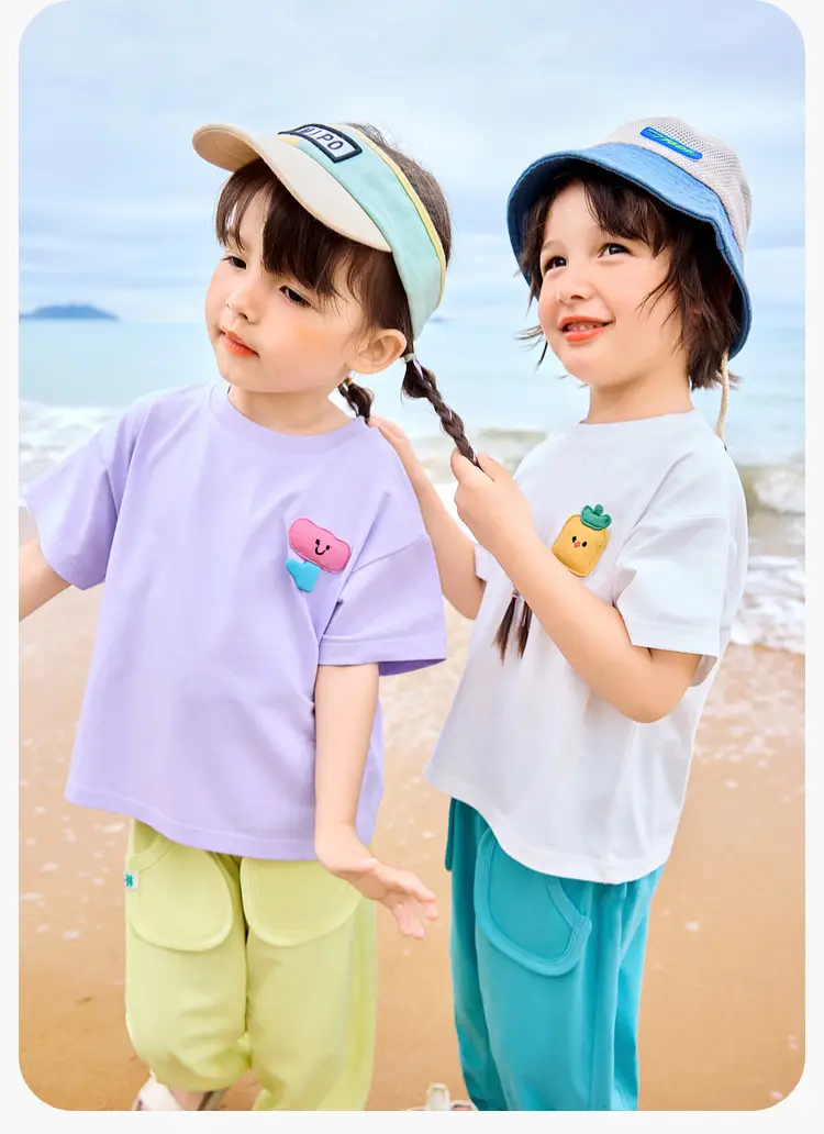 Dudui Kids T-shirt 7A Antibacterial Summer Wear — feature 12