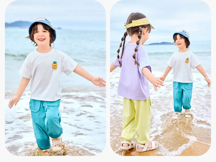 Dudui Kids T-shirt 7A Antibacterial Summer Wear — feature 15