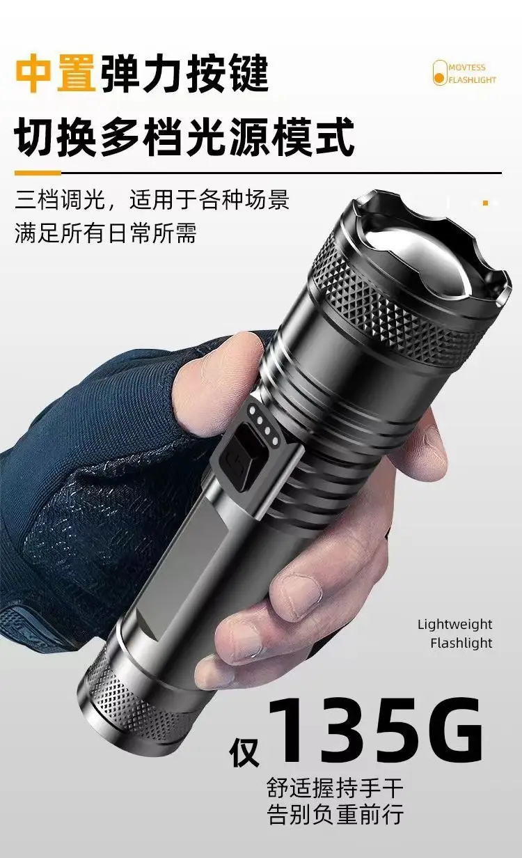 Rechargeable Mini Flashlight with Laser Cannon & Rain Proof Design β feature 12