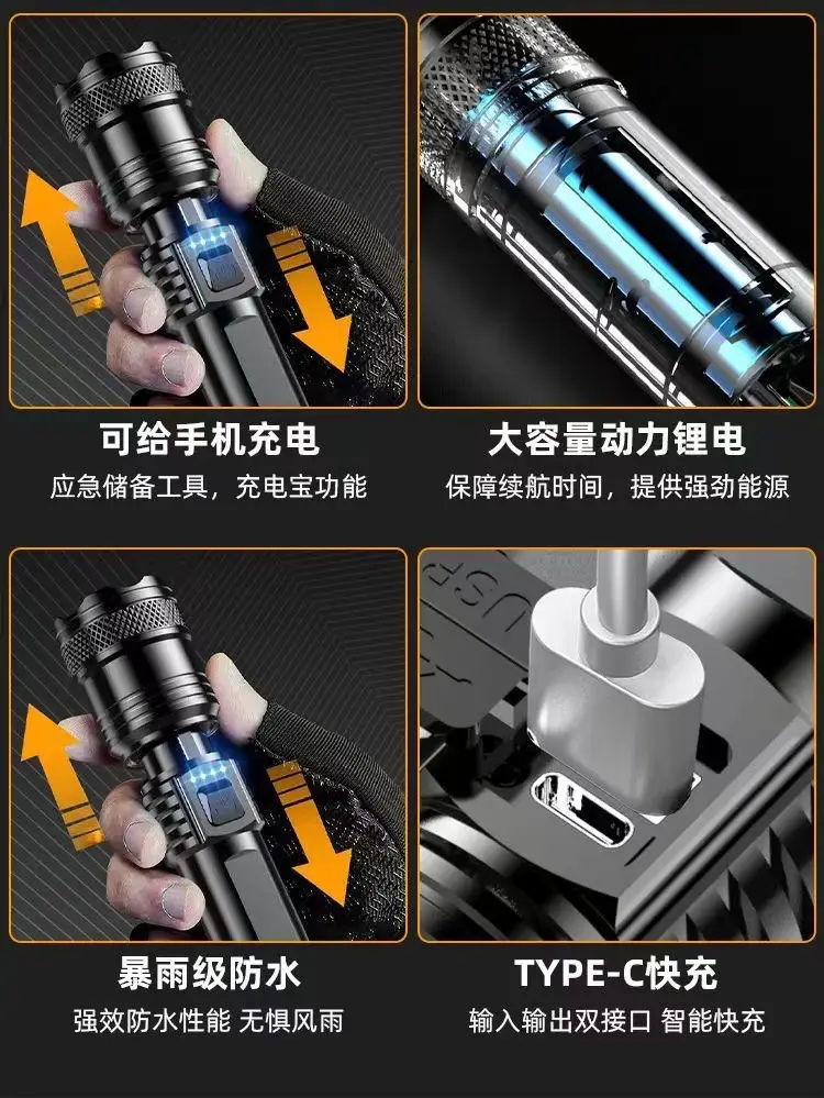 Rechargeable Mini Flashlight with Laser Cannon & Rain Proof Design β feature 3