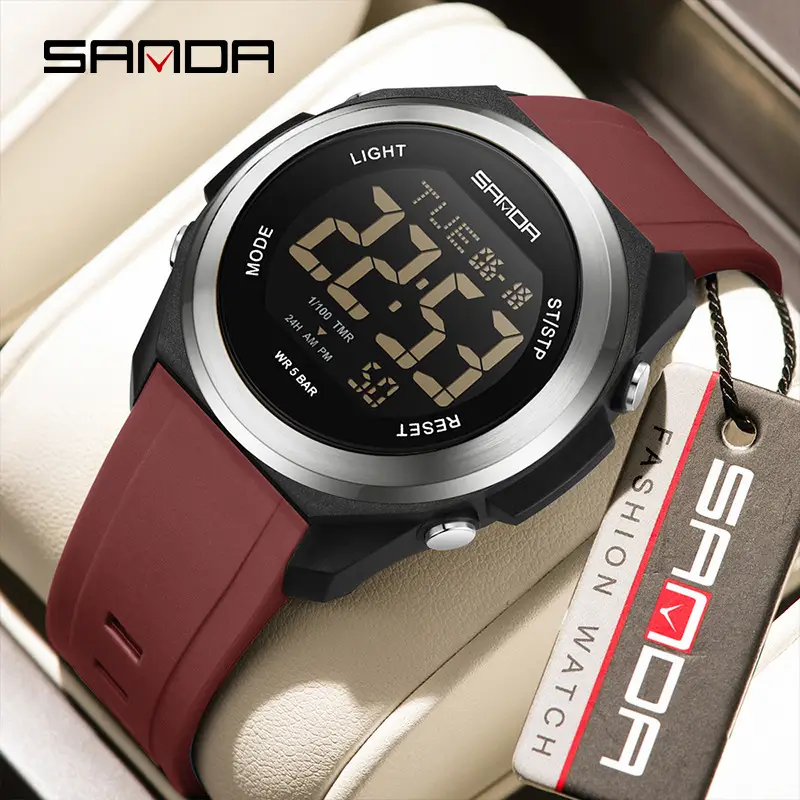 Sanda Digital Watch Gold Black Multifunctional Waterproof Sports Wear - Image 10