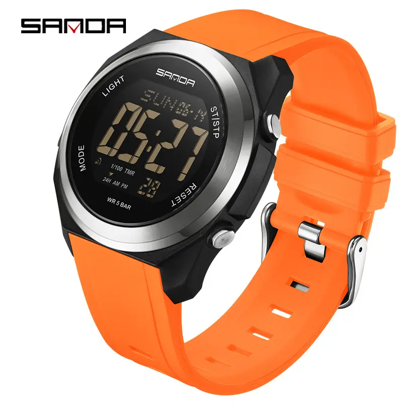 Sanda Digital Watch Gold Black Multifunctional Waterproof Sports Wear - Image 2