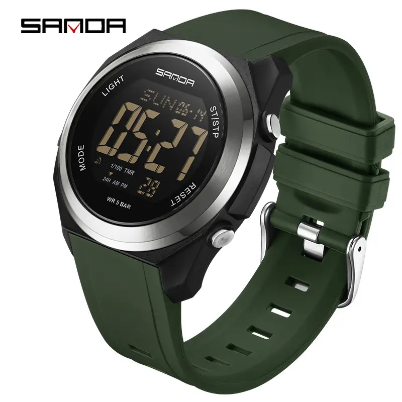Sanda Digital Watch Gold Black Multifunctional Waterproof Sports Wear - Image 3