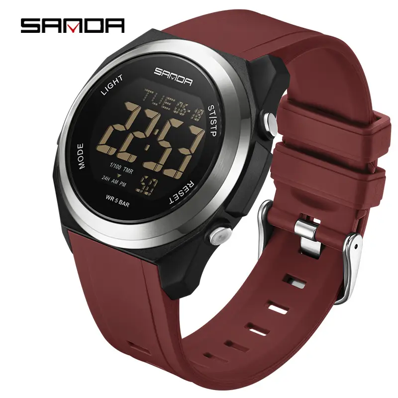 Sanda Digital Watch Gold Black Multifunctional Waterproof Sports Wear - Image 4