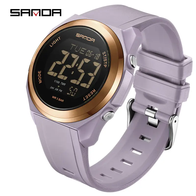 Sanda Digital Watch Gold Black Multifunctional Waterproof Sports Wear - Image 6