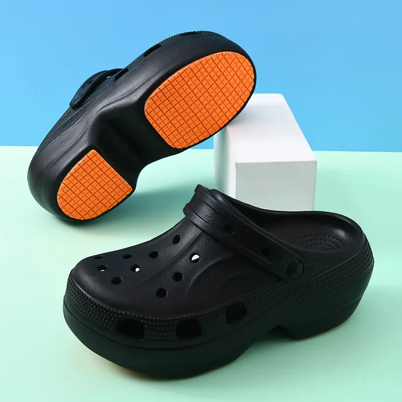 Non-slip Hole Shoes Women's Summer Outer Wear Breathable Baotou Slipper EVA Elevated Wear-resistant Non-smelly Feet Beach Thick Slippers - Image 5