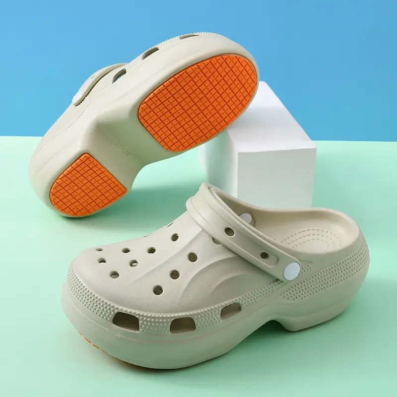 Non-slip Hole Shoes Women's Summer Outer Wear Breathable Baotou Slipper EVA Elevated Wear-resistant Non-smelly Feet Beach Thick Slippers - Image 6