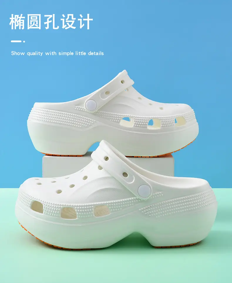 Non-slip Hole Shoes Women's Summer Outer Wear Breathable Baotou Slipper EVA Elevated Wear-resistant Non-smelly Feet Beach Thick Slippers — feature 10