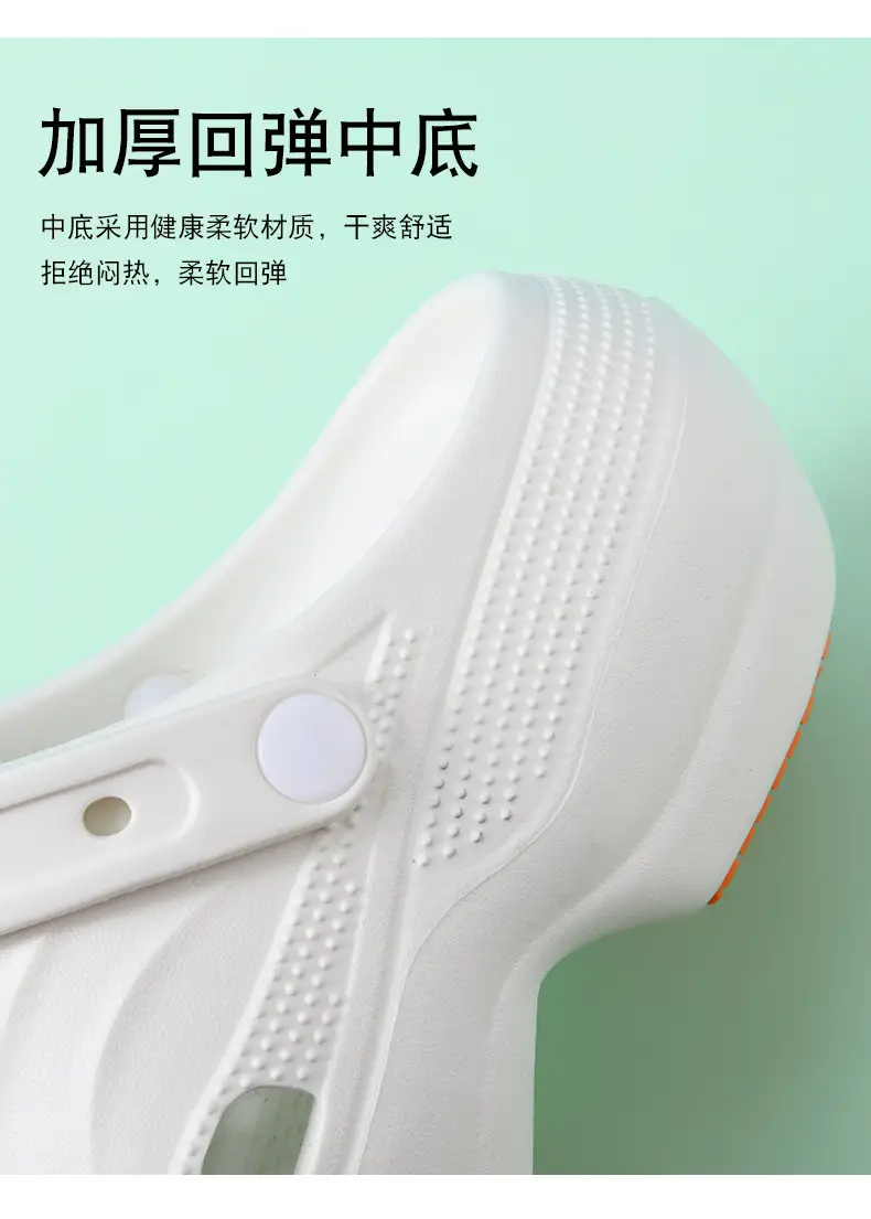 Non-slip Hole Shoes Women's Summer Outer Wear Breathable Baotou Slipper EVA Elevated Wear-resistant Non-smelly Feet Beach Thick Slippers — feature 12
