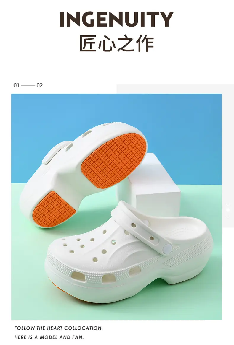 Non-slip Hole Shoes Women's Summer Outer Wear Breathable Baotou Slipper EVA Elevated Wear-resistant Non-smelly Feet Beach Thick Slippers — feature 15