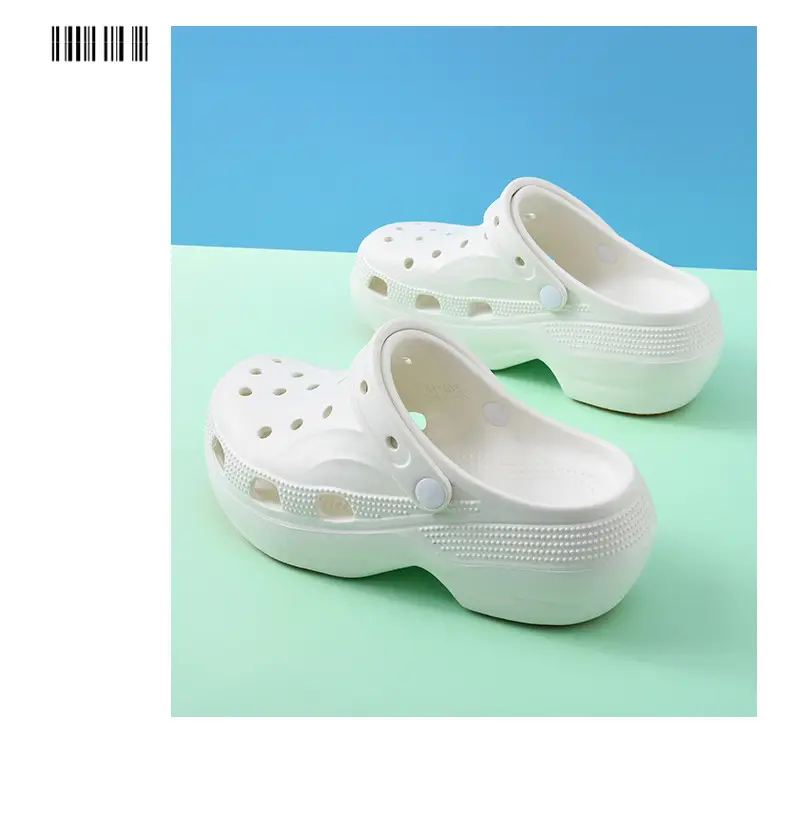 Non-slip Hole Shoes Women's Summer Outer Wear Breathable Baotou Slipper EVA Elevated Wear-resistant Non-smelly Feet Beach Thick Slippers — feature 16