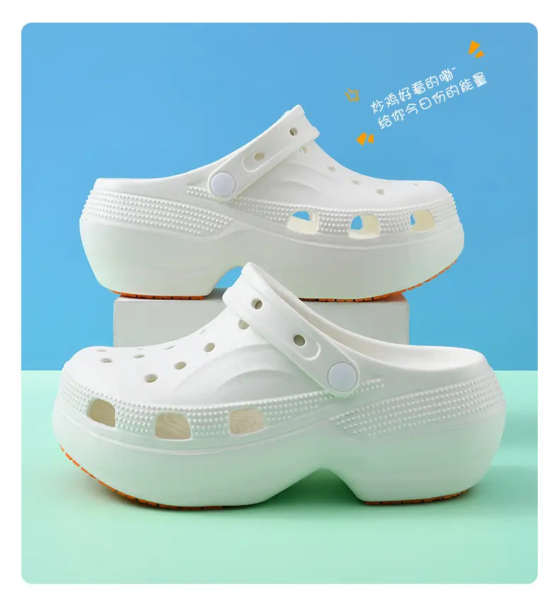 Non-slip Hole Shoes Women's Summer Outer Wear Breathable Baotou Slipper EVA Elevated Wear-resistant Non-smelly Feet Beach Thick Slippers — feature 17