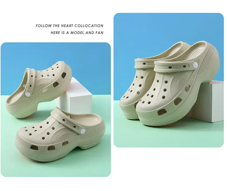 Non-slip Hole Shoes Women's Summer Outer Wear Breathable Baotou Slipper EVA Elevated Wear-resistant Non-smelly Feet Beach Thick Slippers — feature 18