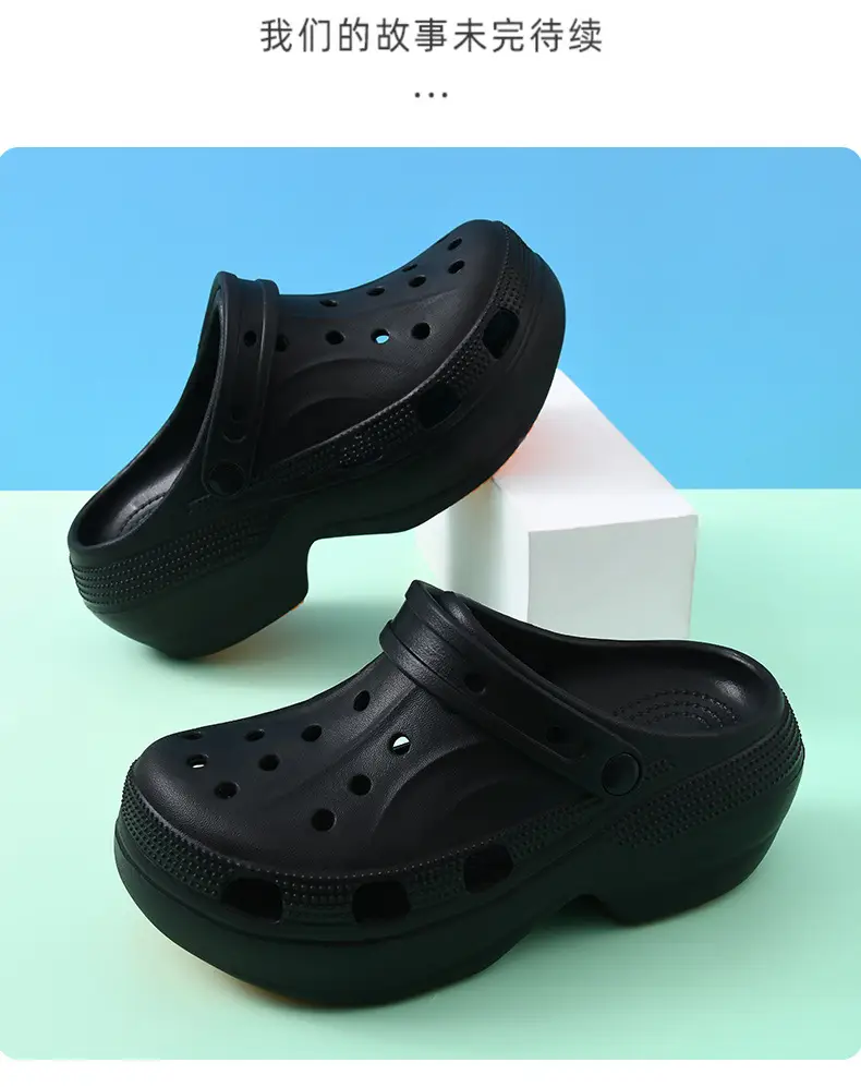 Non-slip Hole Shoes Women's Summer Outer Wear Breathable Baotou Slipper EVA Elevated Wear-resistant Non-smelly Feet Beach Thick Slippers — feature 20