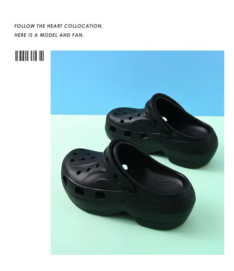 Non-slip Hole Shoes Women's Summer Outer Wear Breathable Baotou Slipper EVA Elevated Wear-resistant Non-smelly Feet Beach Thick Slippers — feature 21