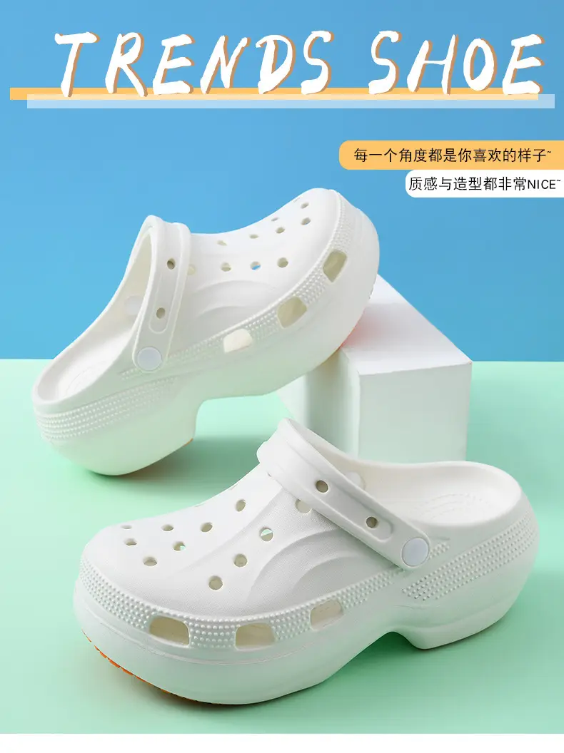 Non-slip Hole Shoes Women's Summer Outer Wear Breathable Baotou Slipper EVA Elevated Wear-resistant Non-smelly Feet Beach Thick Slippers — feature 8