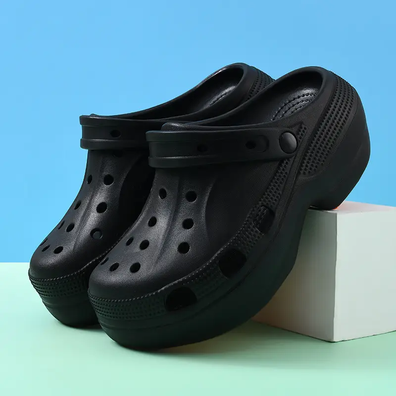 Non-slip Hole Shoes Women's Summer Outer Wear Breathable Baotou Slipper EVA Elevated Wear-resistant Non-smelly Feet Beach Thick Slippers - Image 2