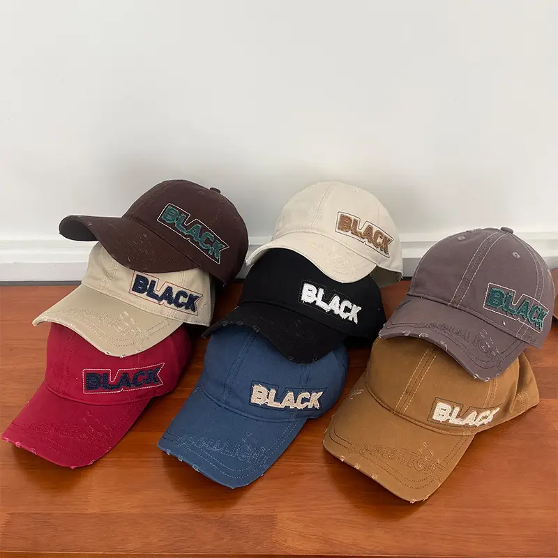 Women Red Distressed Hat with Side Letter "BMAC" - Image 5