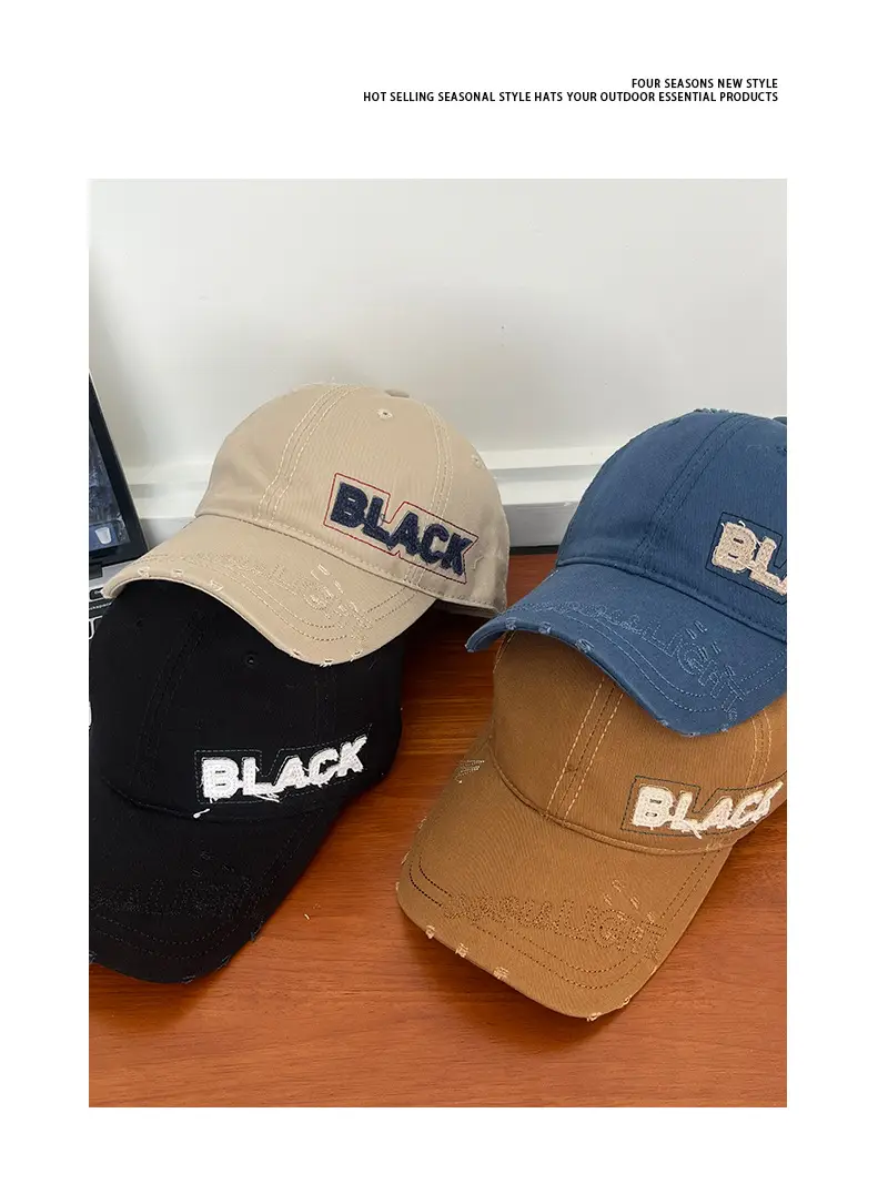 Women Red Distressed Hat with Side Letter "BMAC" — feature 6