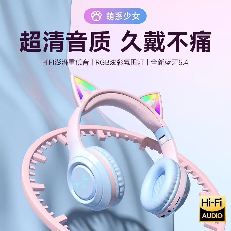 Wireless Cat Earheadset with Bluetooth 5.0 & Noise Reduction