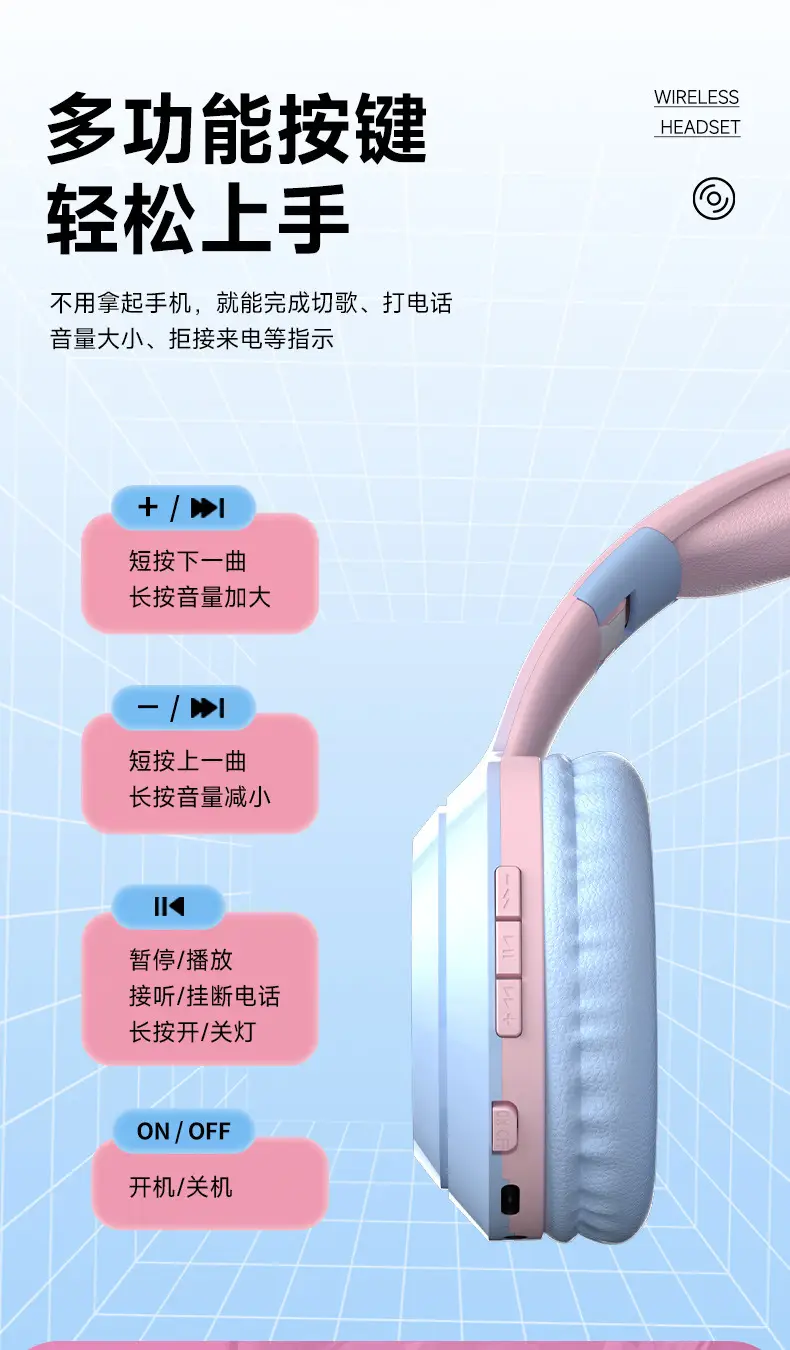 Wireless Cat Earheadset with Bluetooth 5.0 & Noise Reduction — feature 13