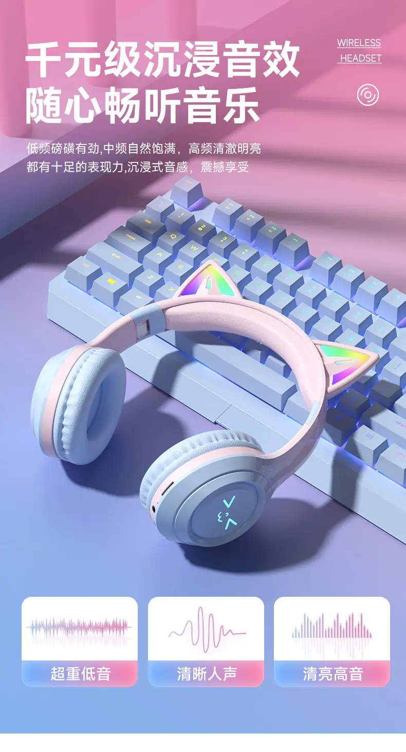Wireless Cat Earheadset with Bluetooth 5.0 & Noise Reduction — feature 7