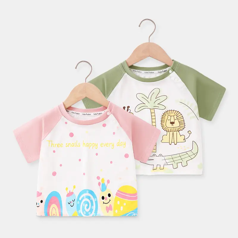 Kids Cotton Graphic T-Shirt Green White 2025 - Image 3