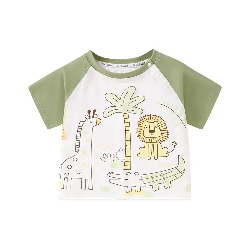 Kids Cotton Graphic T-Shirt Green White 2025 - Image 7