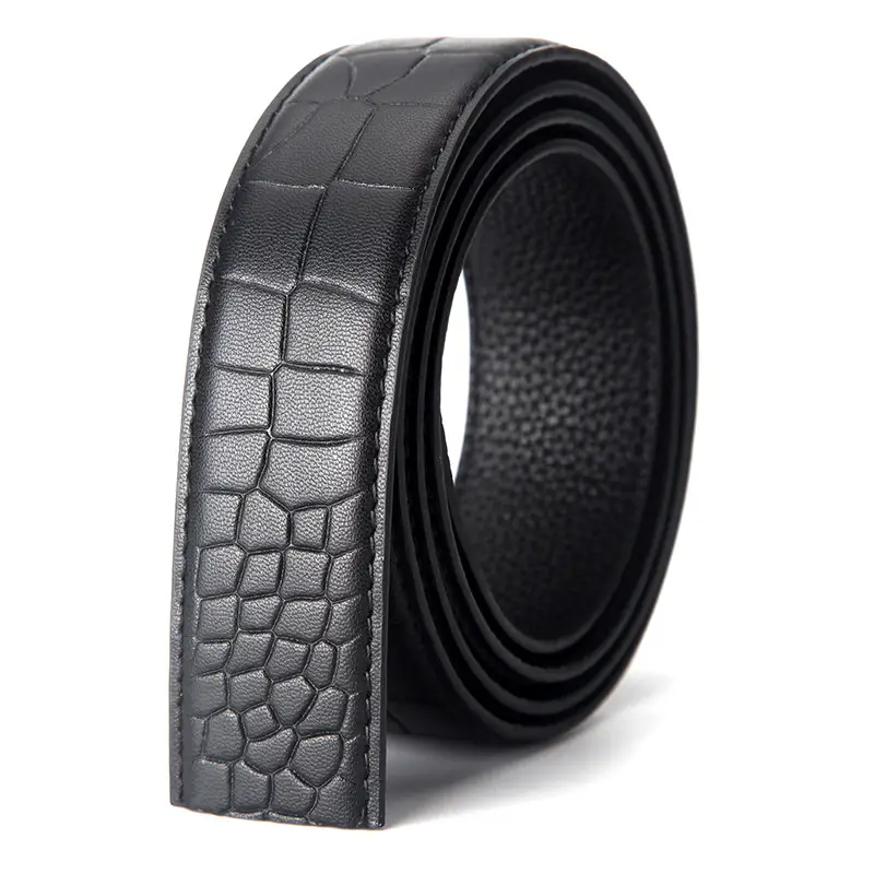 Men's Genuine Leather Fish Maw Belt Black - Image 2