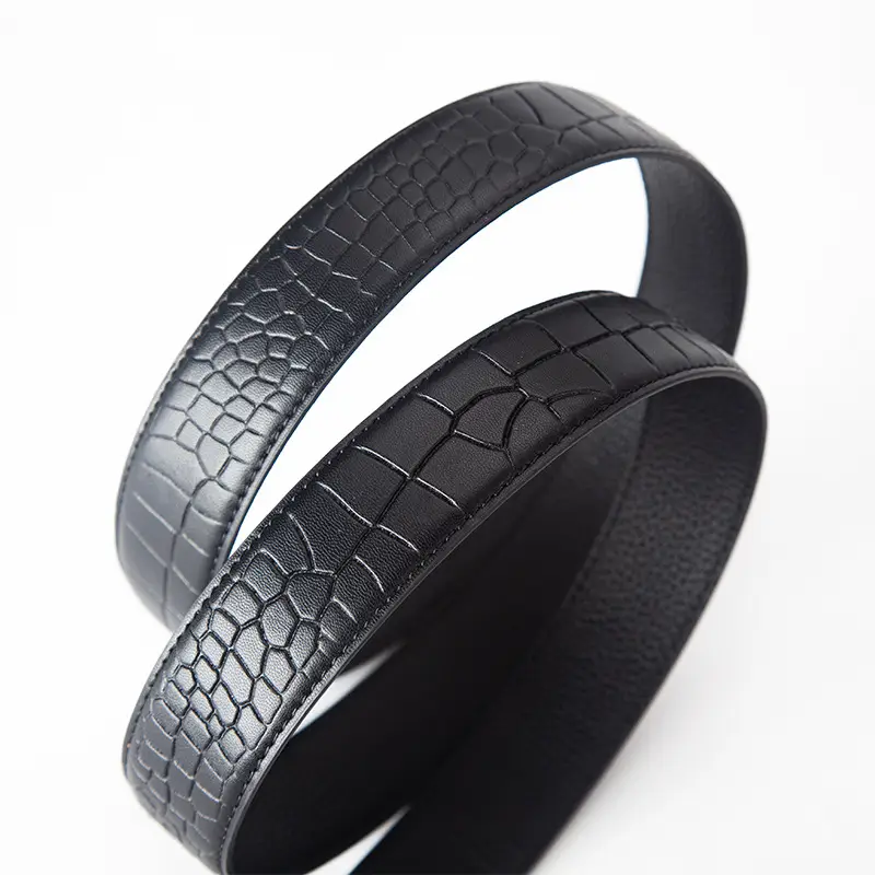 Men's Genuine Leather Fish Maw Belt Black - Image 3