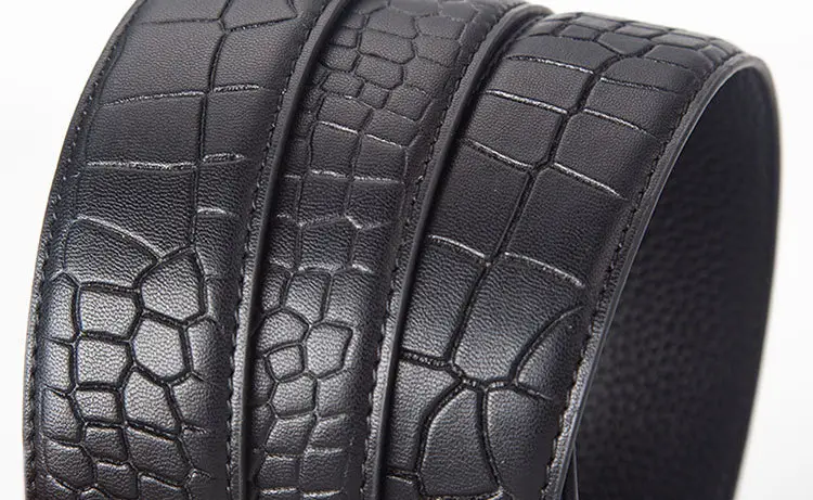 Men's Genuine Leather Fish Maw Belt Black — feature 12