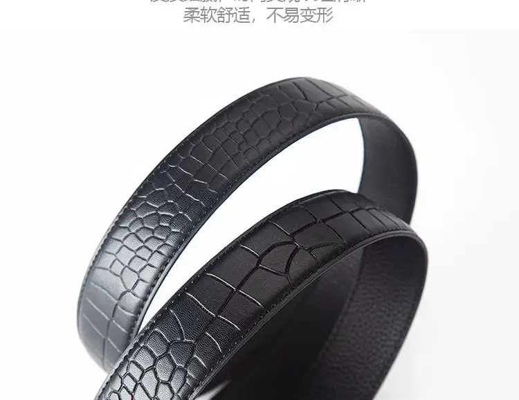 Men's Genuine Leather Fish Maw Belt Black — feature 4
